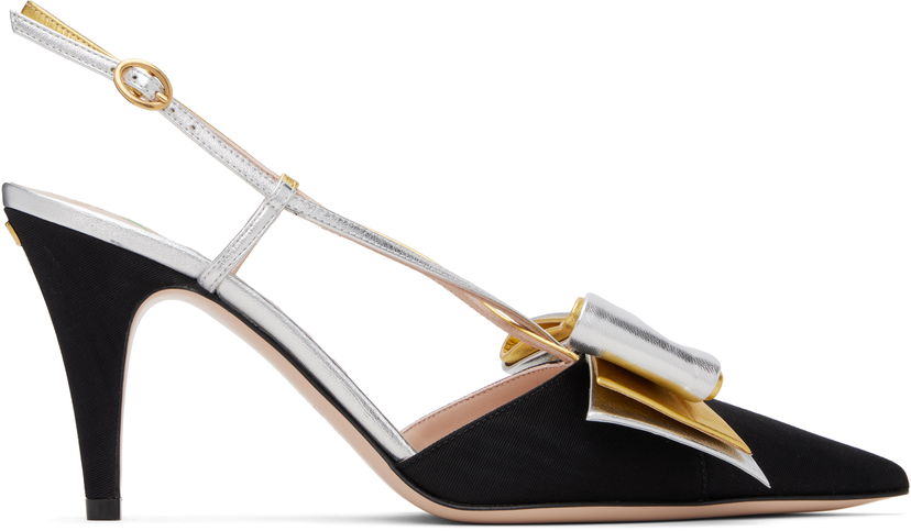 Skopleje Valentino Valentino Garavani Bowow Slingback Heels Sort | 7W2S0MX4QLJ