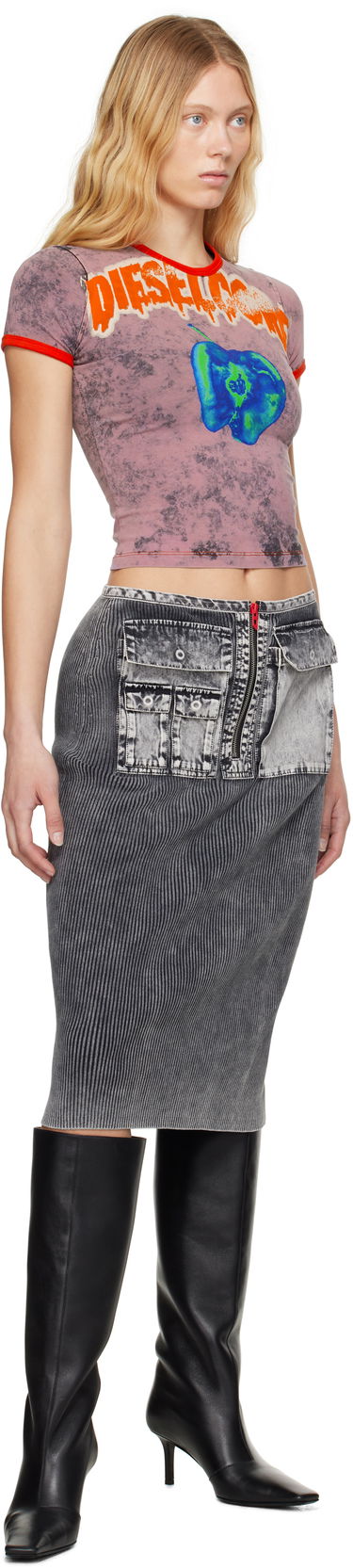 Nederdel Diesel Diesel M-Meryn Midi Skirt Grå | A17470 0QMAN, 3