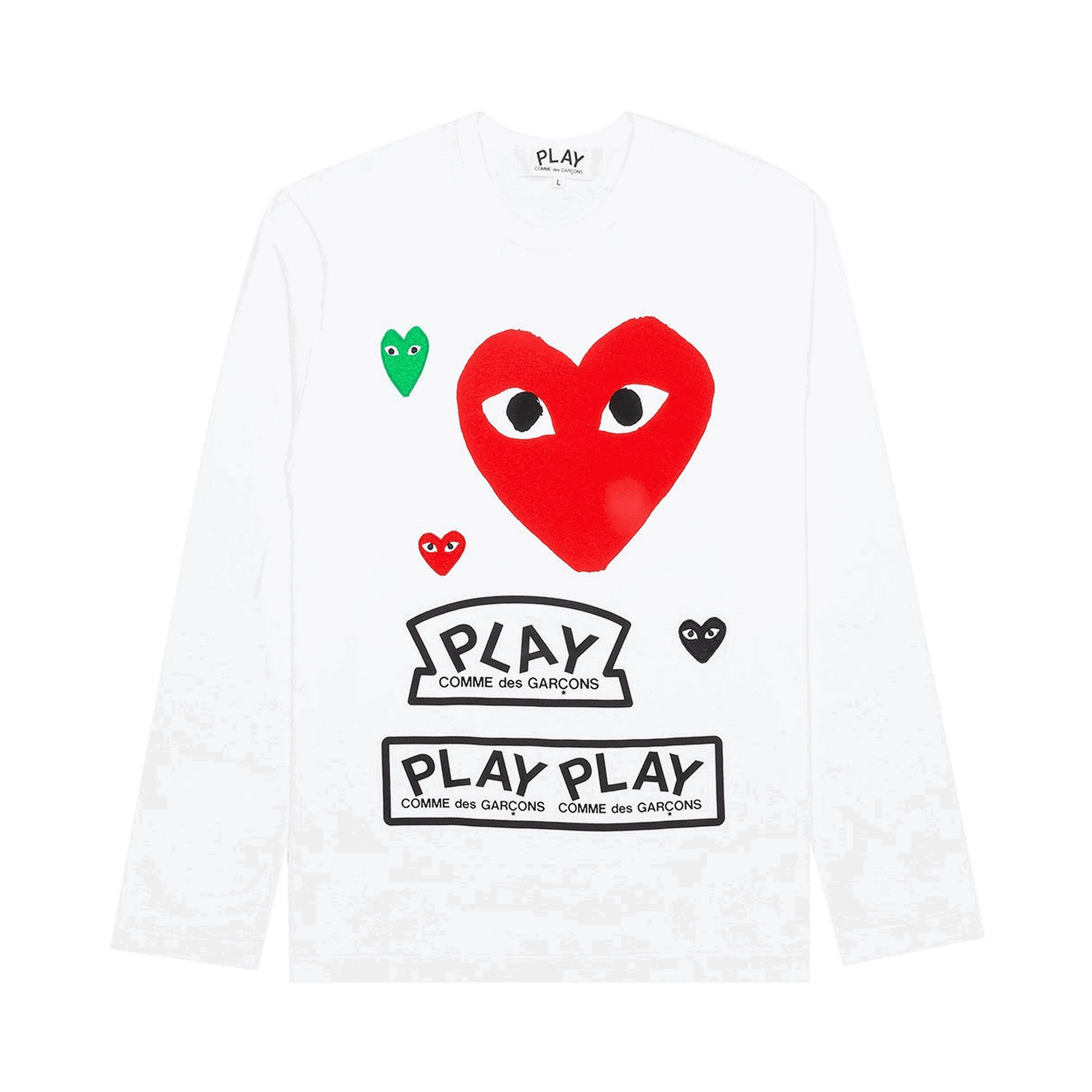 T-shirt Comme des Garçons PLAY Multi Logo Long-Sleeve T-Shirt Hvid | AZ T284 051 1, 0