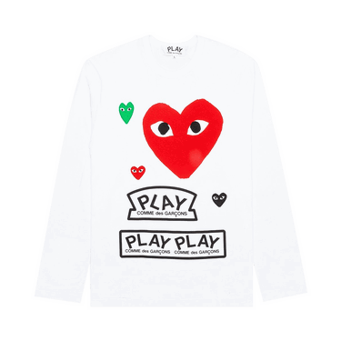 T-shirt Comme des Garçons PLAY Multi Logo Long-Sleeve T-Shirt Hvid | AZ T284 051 1, 0