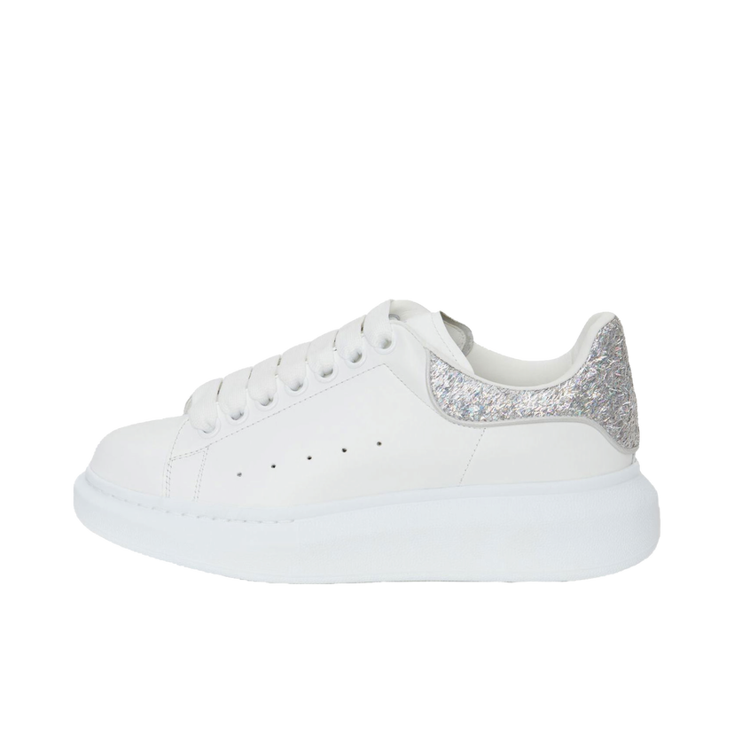 Sneakers og sko Alexander McQueen Oversized White Silver Glitter Hvid | 718239WIDJ48813