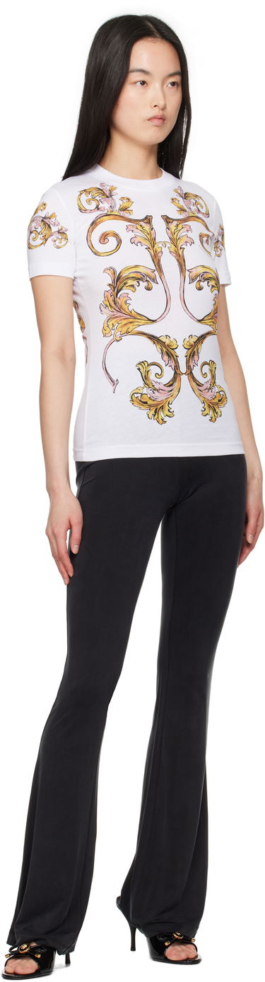 T-shirt Versace Versace Jeans Couture Outline Barocco T-Shirt Hvid | E78HAH6P8_EJS472, 3