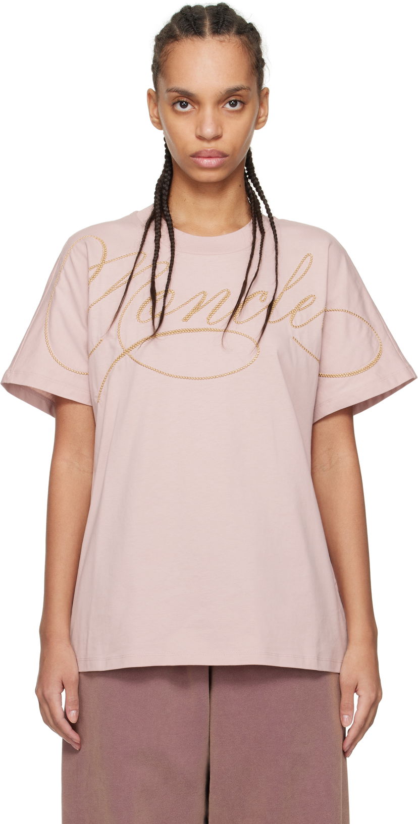 T-shirt Moncler Moncler Logo T-Shirt Lyserød | K10938C0000389AUO