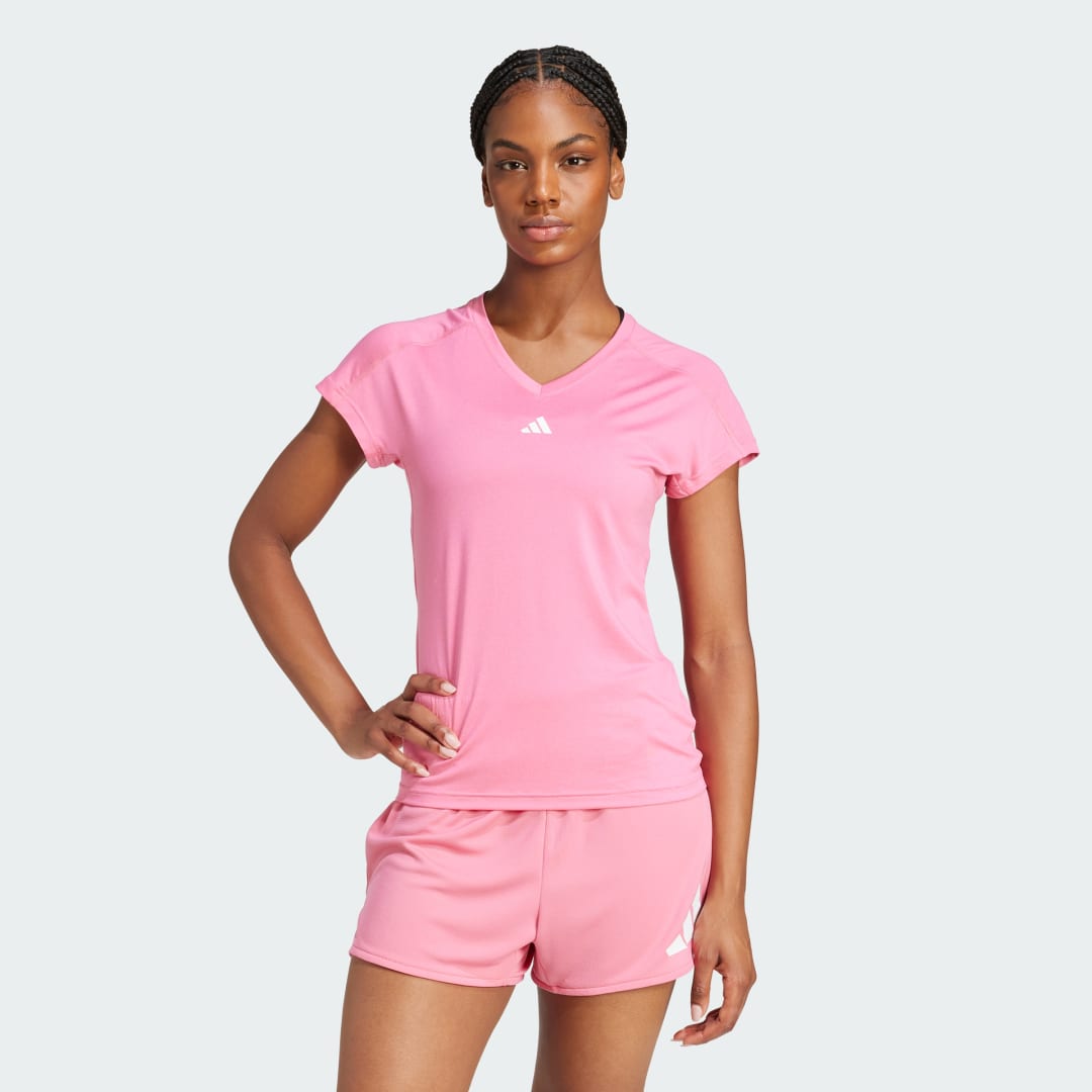 Tanktop adidas Performance AEROREADY Train Essentials V-Neck T-Shirt Lyserød | JN4661, 0