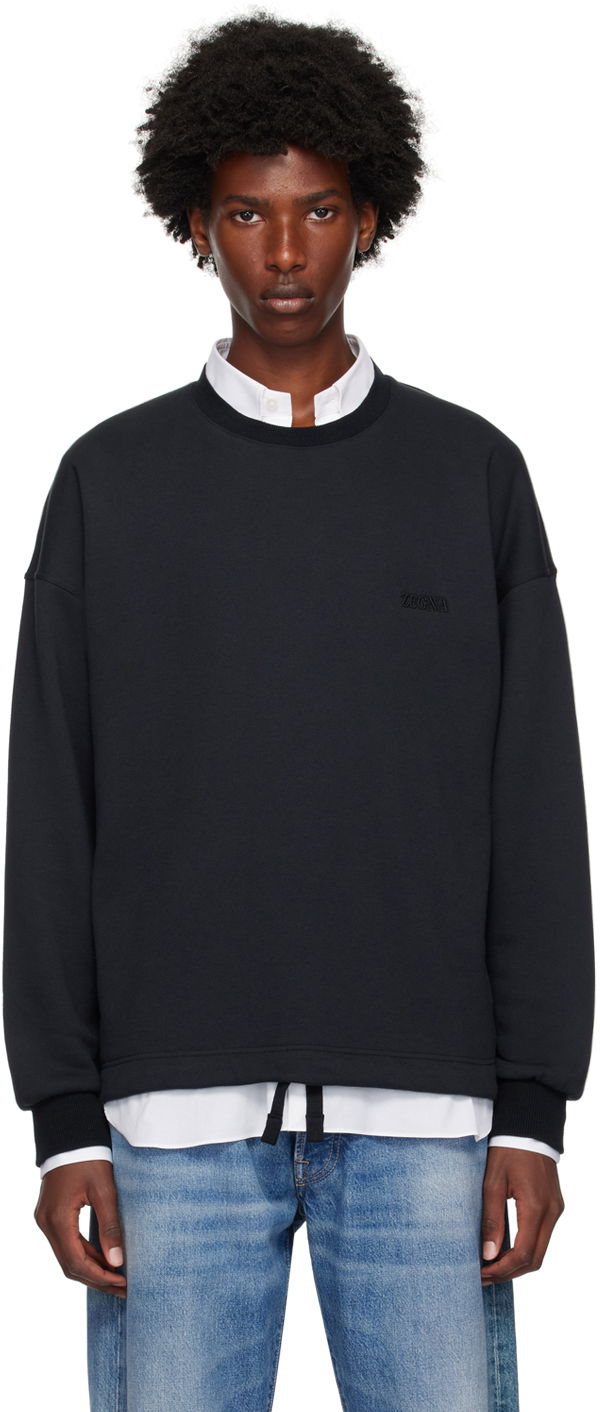 T-shirt ZEGNA Navy Crewneck Sweatshirt Sort | N6MGI1830