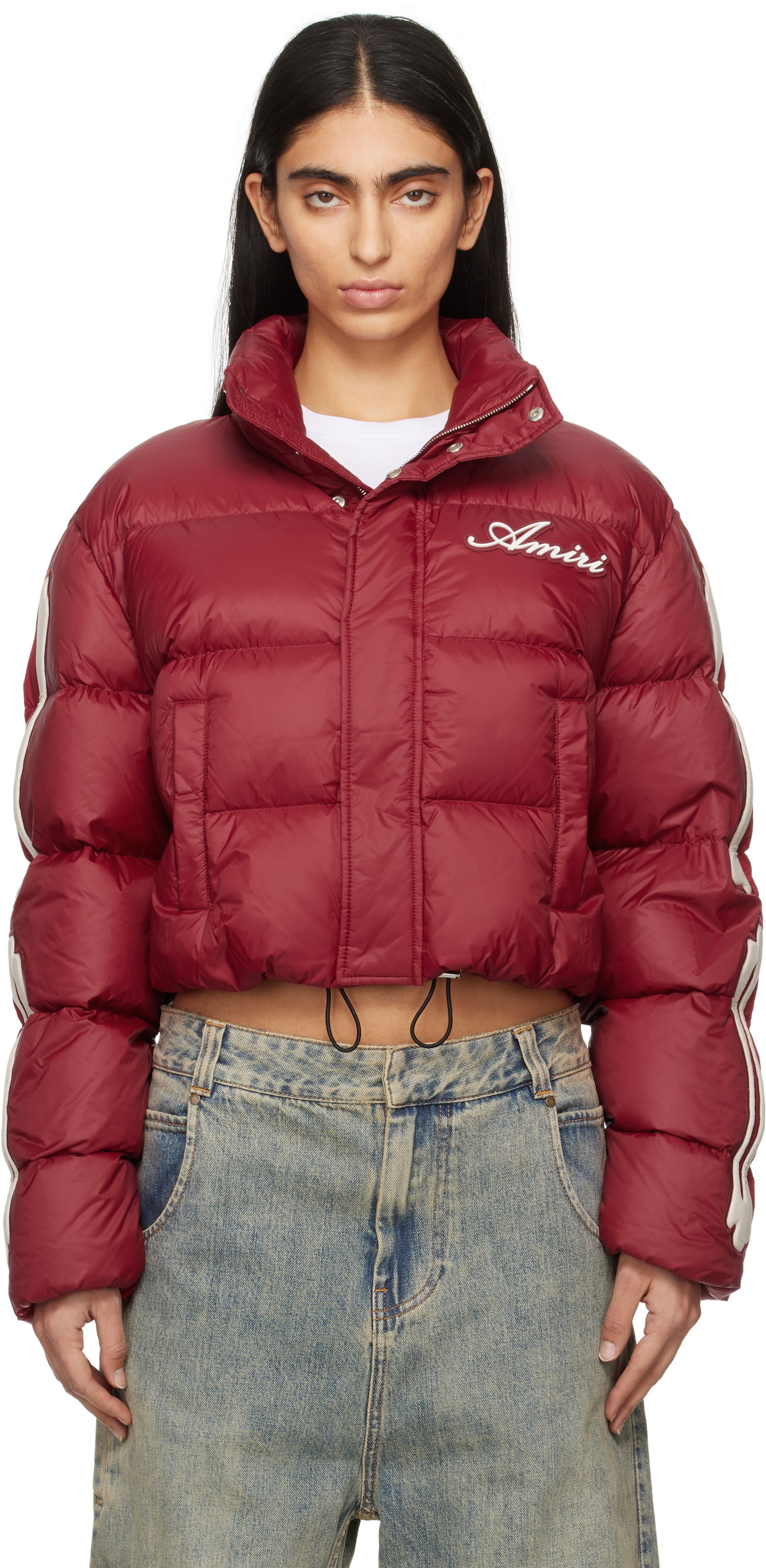 Puffer jakke AMIRI Bones Cropped Down Jacket Rød | AWOUDW1003, 0
