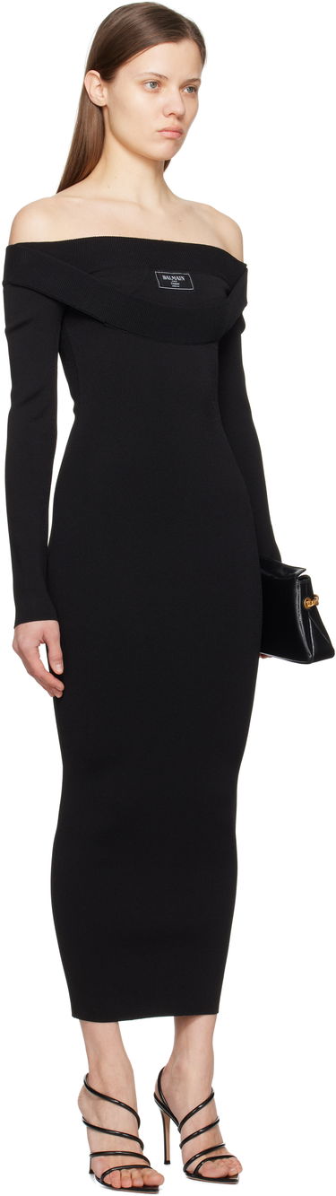 Kjole Balmain Balmain Plain Knit Off-The-Shoulder Maxi Dress Sort | EF1RL109KH82, 1