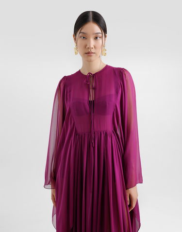 Kjole Dolce & Gabbana Dolce & Gabbana Silk Chiffon Caftan Dress with Drawstring Lilla | F6TLZTFU1ATFA130, 3