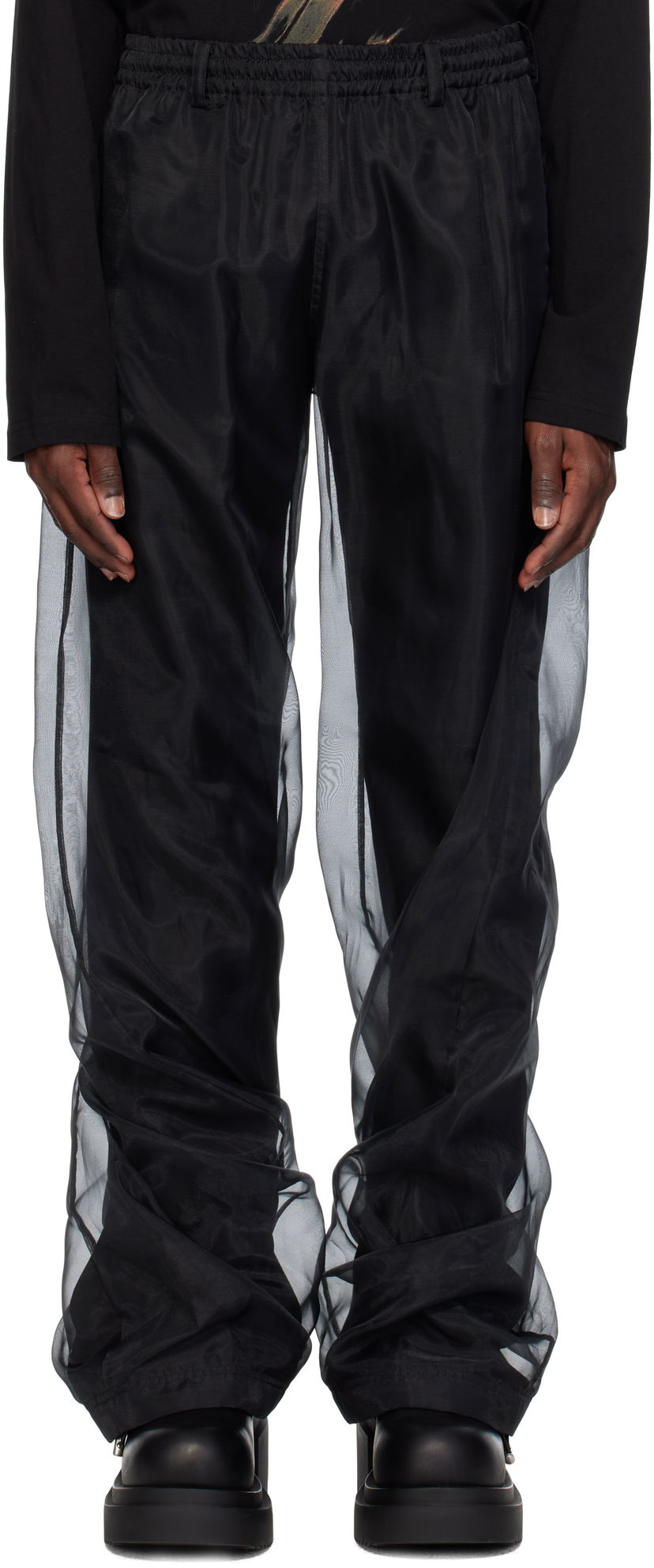 Bukser We11done We11done Layered Trousers Sort | WD-PT0-25-268-U-BK