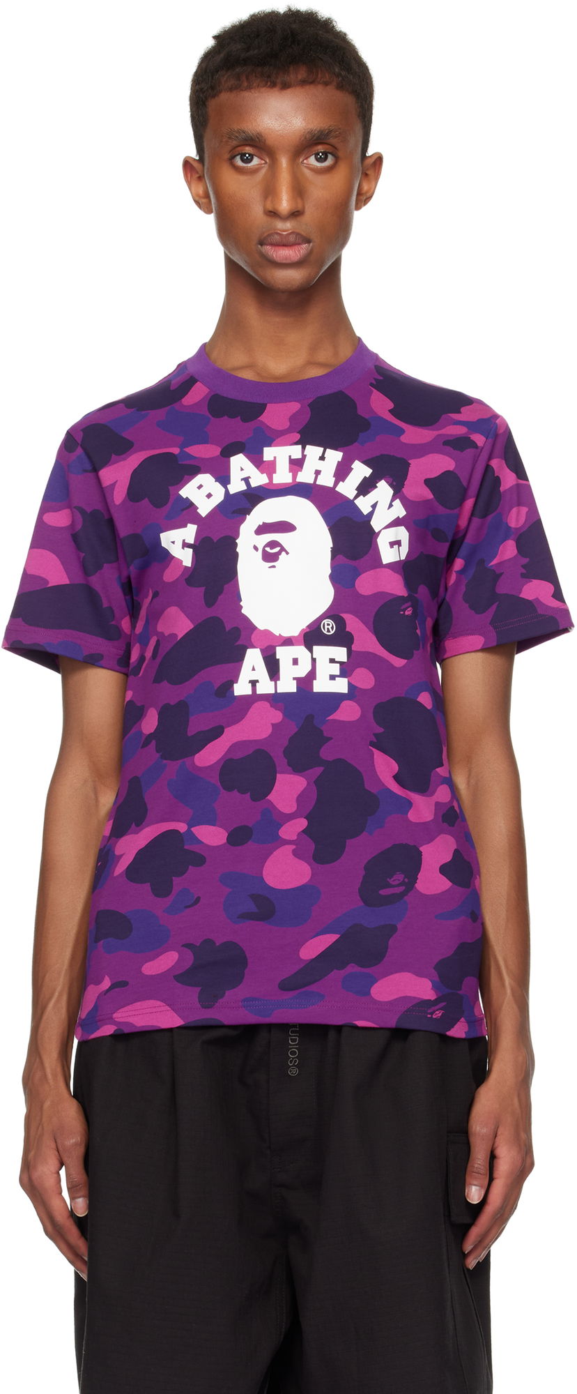 T-shirt BAPE Camo College T-shirt Lilla | 001CSK301002M