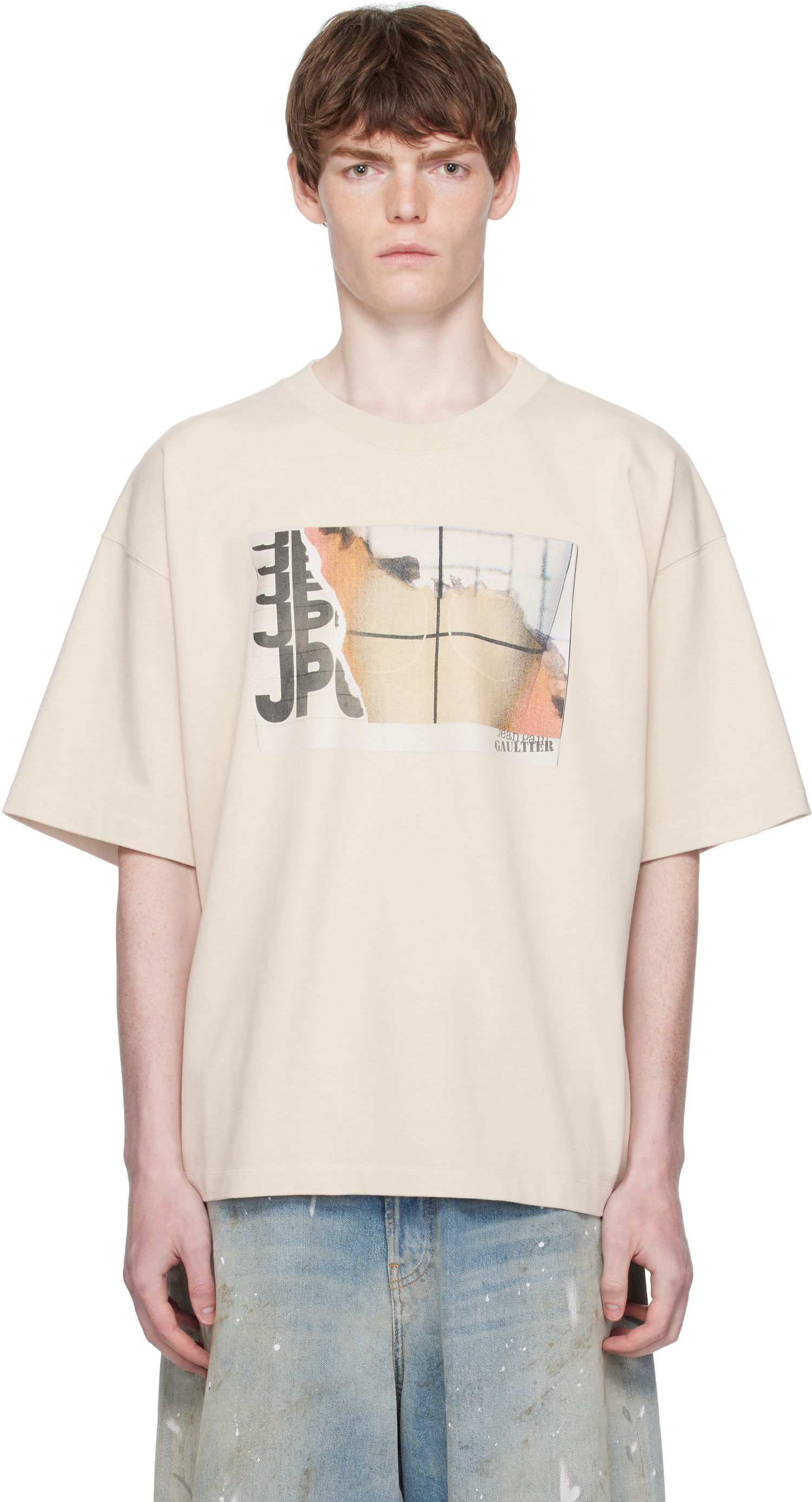T-shirt Jean Paul Gaultier Jean Paul Gaultier Oversized Printed T-Shirt Beige | 25/03-W-TO293-J001-691501, 0