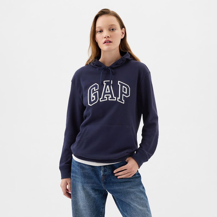 Sweatshirt GAP Pullover Logo Hoodie Navy Uniform Mørkeblå | 870537-05
