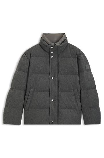 Puffer jakke BOSS Flannel jacket with down filling Grå | 50540465