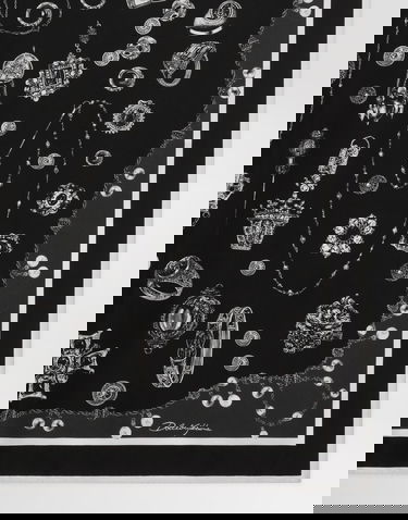 Tørklæde Dolce & Gabbana Dolce & Gabbana Medals-Print Silk Twill Square Scarf Sort | GQ348EG0WUSHN5QP, 3