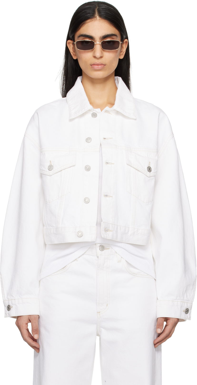 Jakke AGOLDE AGOLDE Palmer Cropped Denim Jacket Hvid | A5047-1183