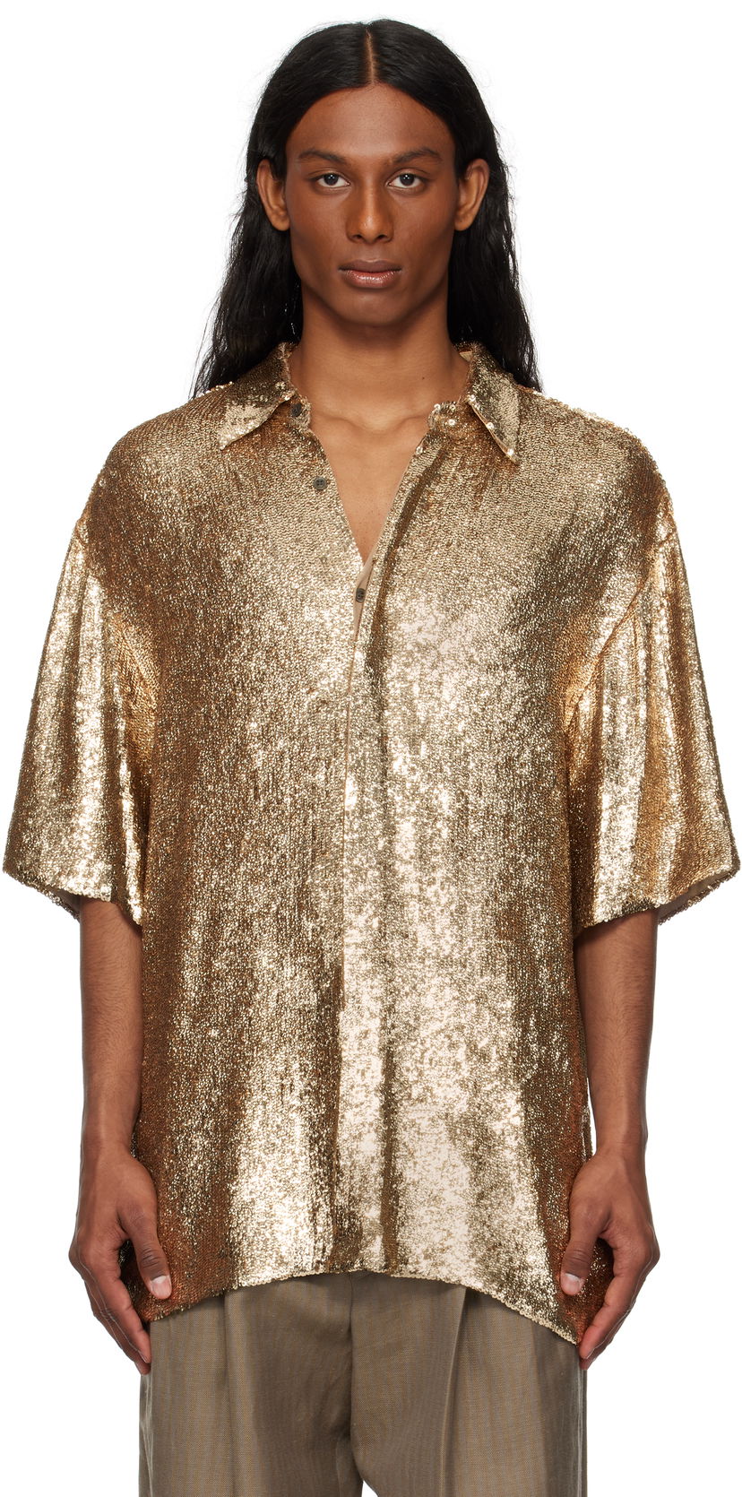 Skjorte Dries Van Noten Dries Van Noten Sequinned Shirt Metalisk | 251-080751-1481