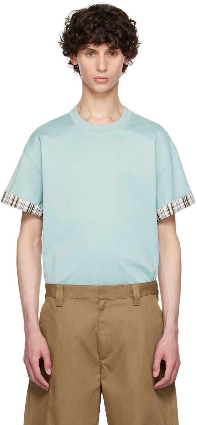 T-shirt Bottega Veneta Double Layer T-Shirt Blå | 754683 V4KV0 3012