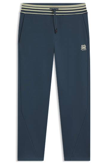 Joggingbukser BOSS HUGO x RB Oversized-Fit Tracksuit Bottoms with Striped Waistband and Drawstring Mørkeblå | 50549308, 0