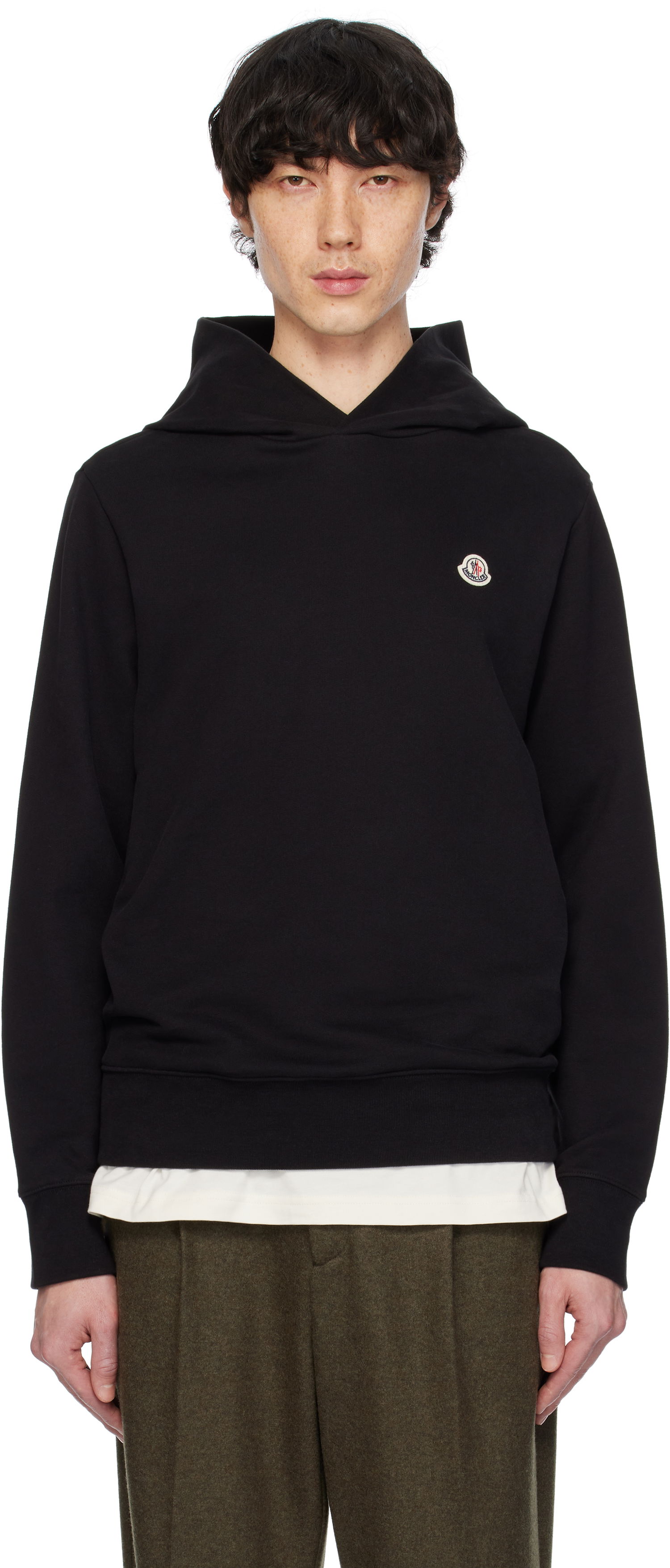 Sweatshirt Moncler Moncler Cotton Logo Patch Hoodie Sort | K10918G0003589AUJ, 0