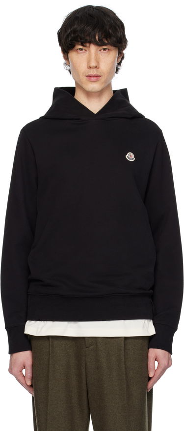 Sweatshirt Moncler Moncler Cotton Logo Patch Hoodie Sort | K10918G0003589AUJ, 0
