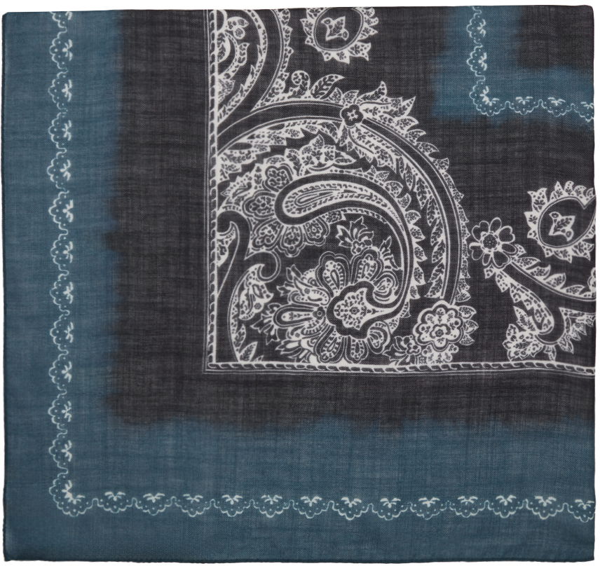 Tørklæde Acne Studios Printed Scarf Mørkeblå | CA0266-, 1