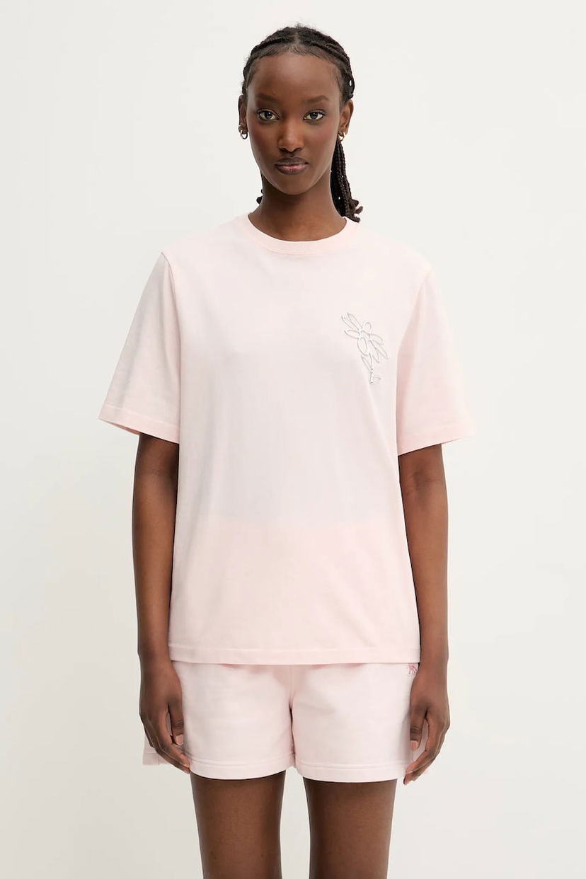 T-shirt MAISON KITSUNÉ Maison Kitsuné Metallic Daisy Comfort T-Shirt Lyserød | OW00121KJ0119