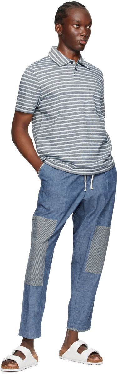 Polo skjorte Universal Works Universal Works Newlyn Striped Polo Blå | P3088, 3