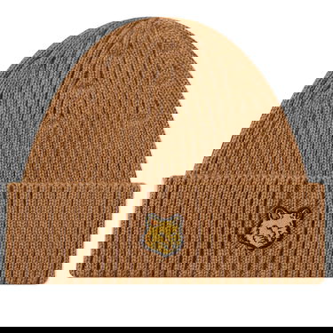 Beanie MAISON KITSUNÉ Fox Head Patch Ribbed Beanie Beige | LM06111KT1022-P236, 0