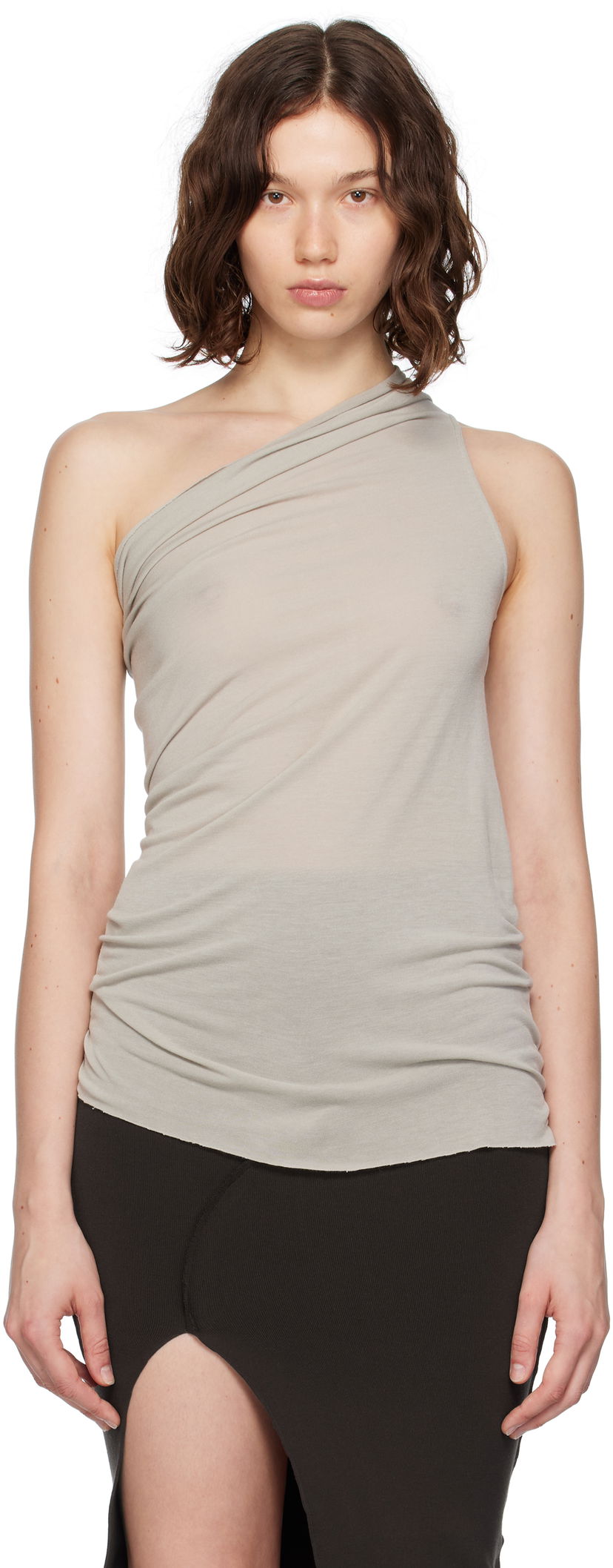 Tanktop Rick Owens Rick Owens Athena One-Shoulder Tank Top Beige | RP02E4138 JS