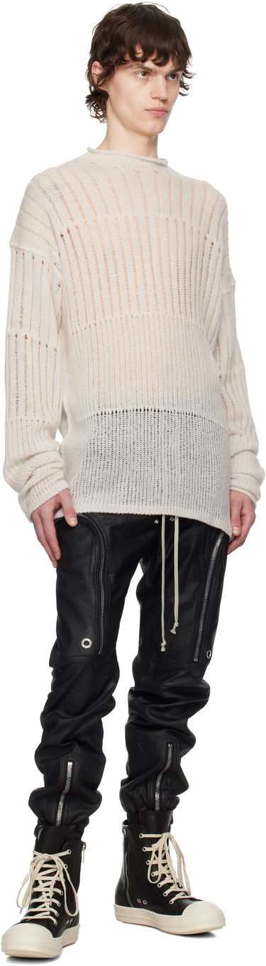 Sweater Rick Owens Rick Owens Hollywood Oversized Knit Sweater Beige | RU01E5681 KGRID, 3