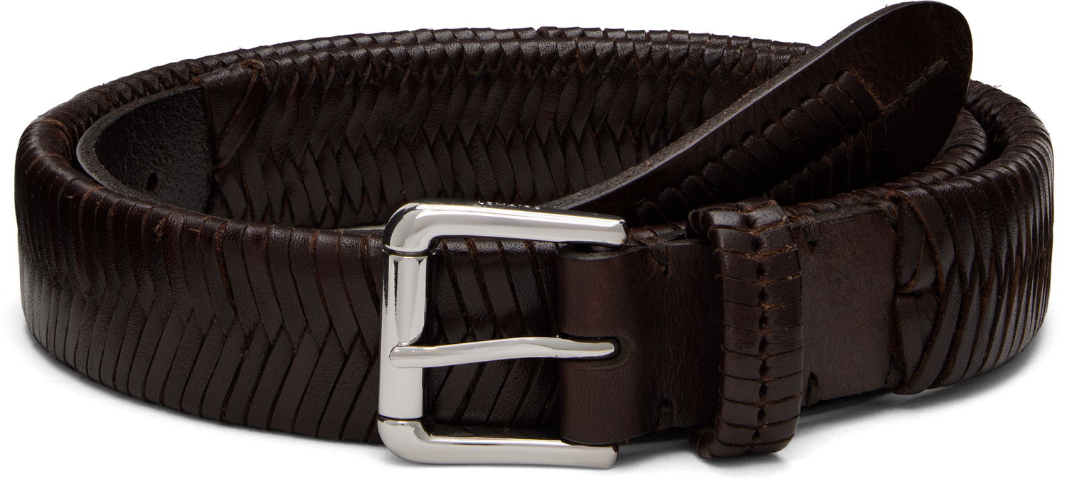 Bælter LEMAIRE LEMAIRE Woven Leather Belt Brun | AC1235 LL0172, 0