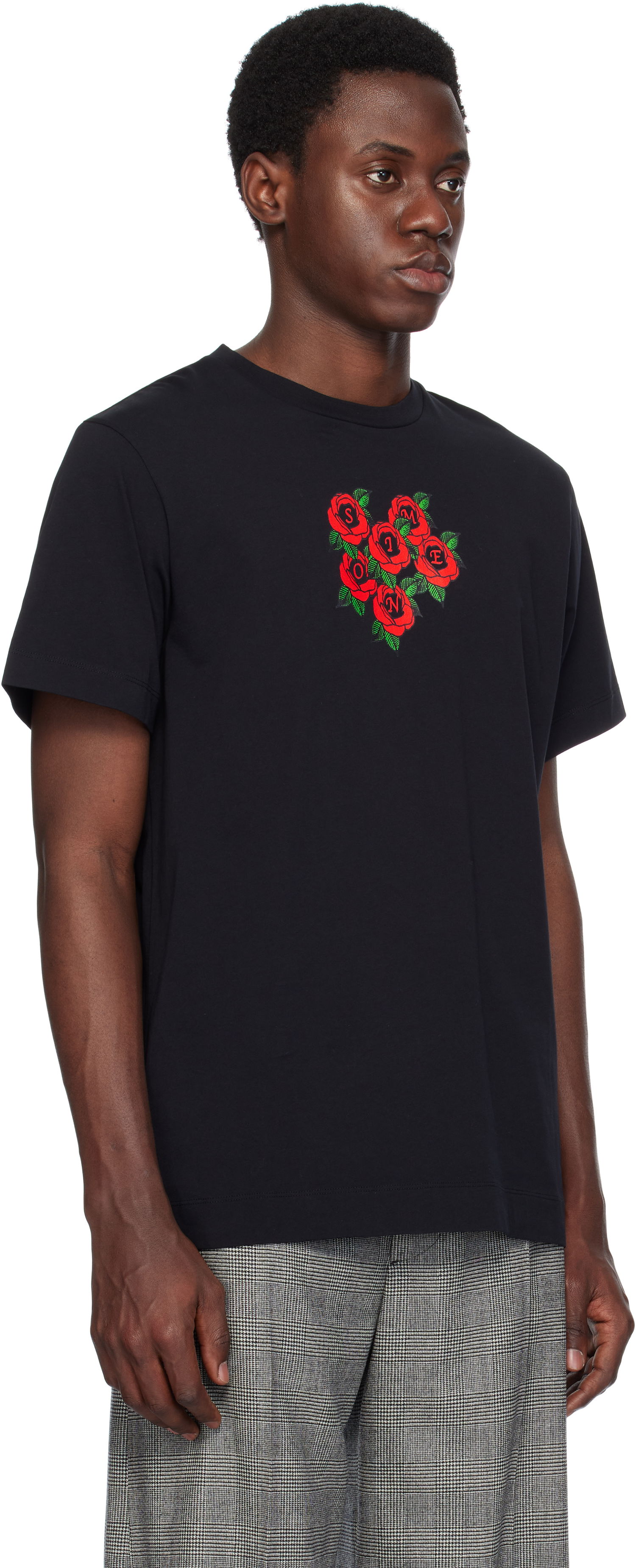 T-shirt Simone Rocha Simone Rocha Cluster Rose Logo Print T-Shirt Sort | 5195P36P37-M 0569, 1