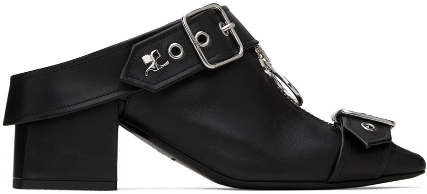 Sneakers og sko Courrèges Leather Mules With Buckle Sort | 124SCS096CV0027, 0