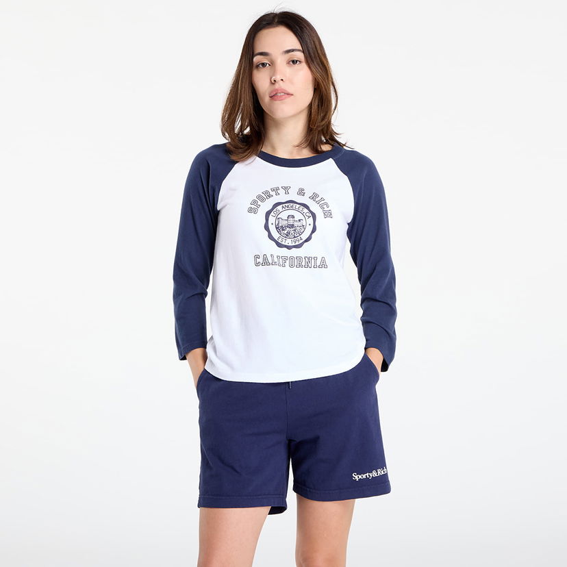 T-shirt Sporty & Rich California Emblem Soft Baseball Tee White/ Dark Navy Hvid | TO090625508WH50