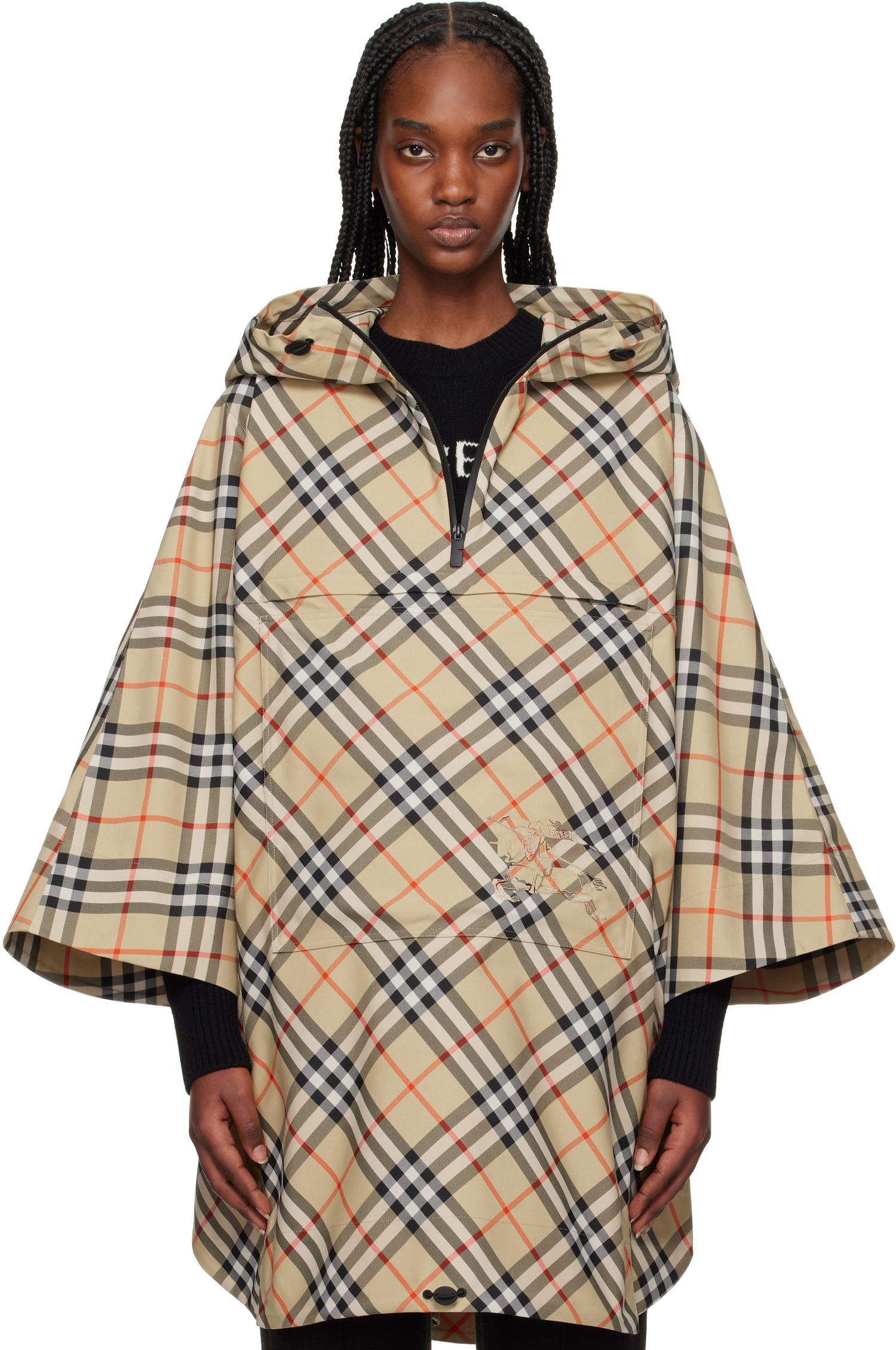 Regnfrakke Burberry Burberry Packaway Check Twill Cape Jacket Beige | 8105325, 0