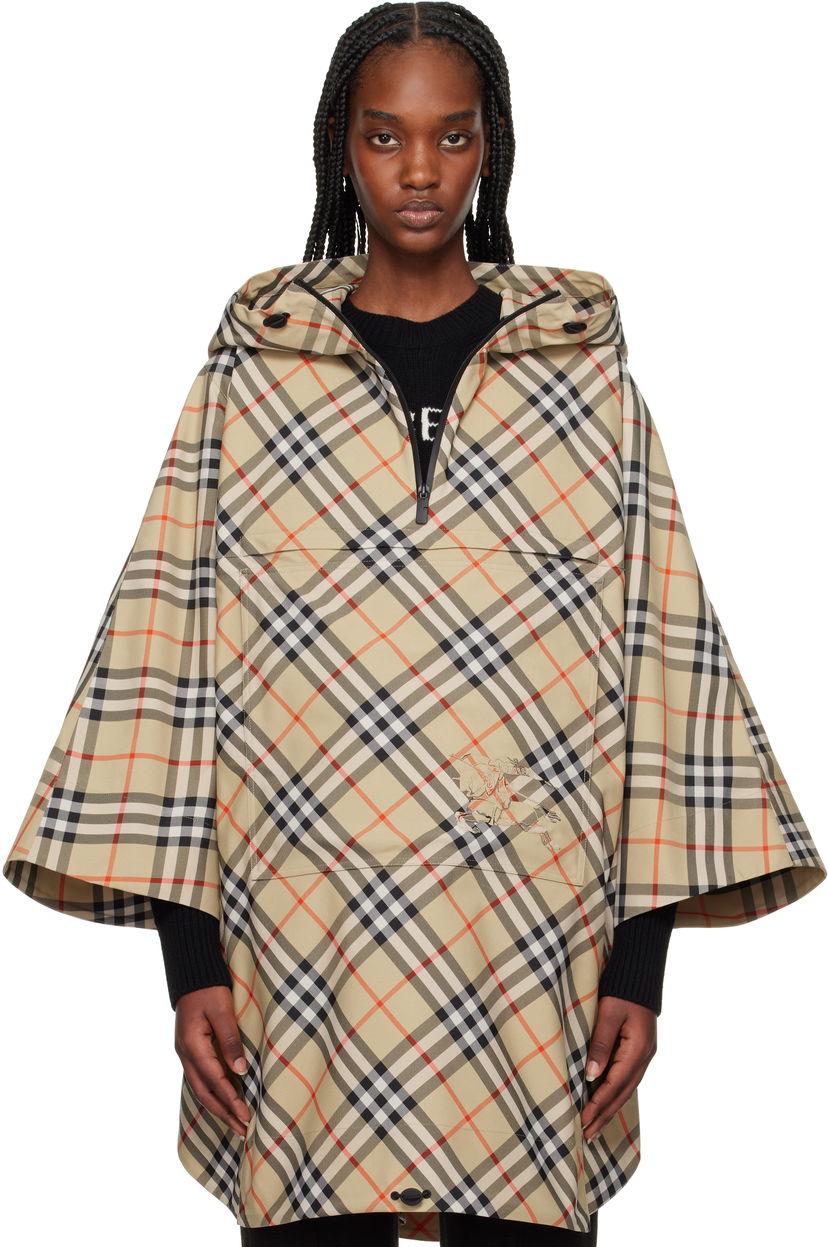 Regnfrakke Burberry Burberry Packaway Check Twill Cape Jacket Beige | 8105325