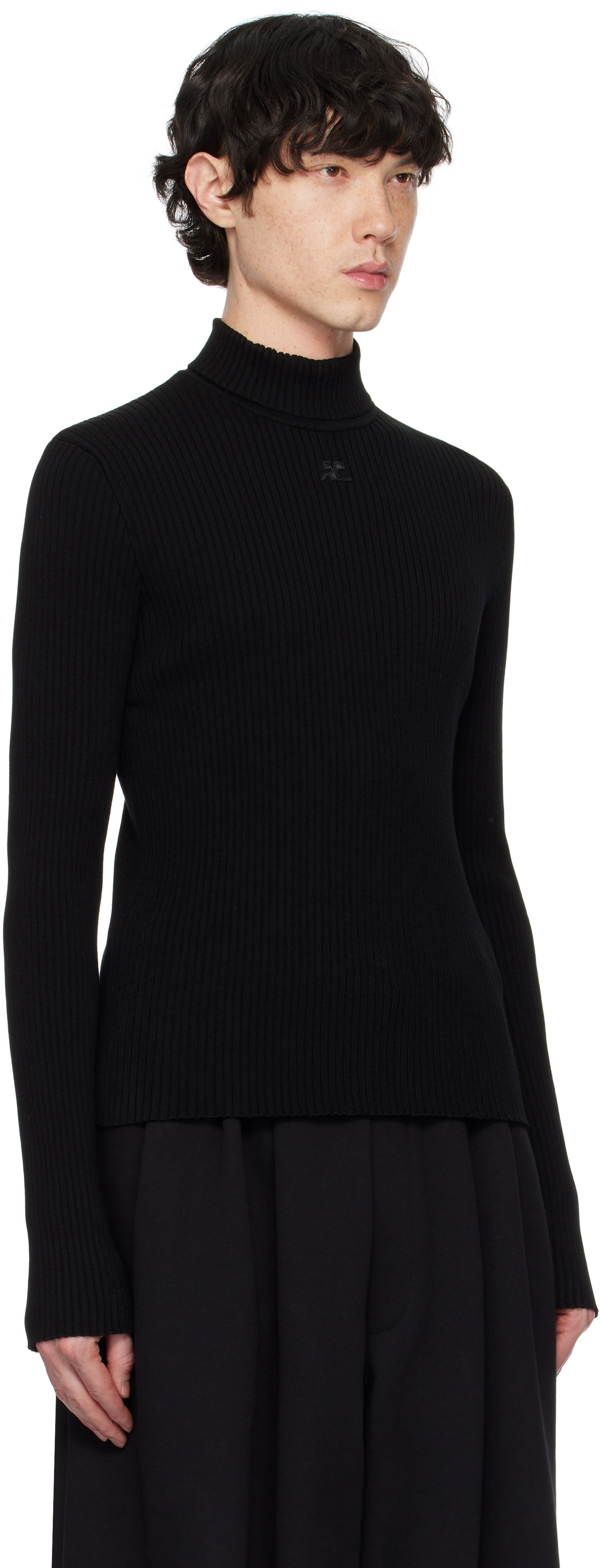 Sweater Courrèges Courrèges Reedition Rib Knit Mockneck Sweater Sort | PERMPU008FI0001, 1
