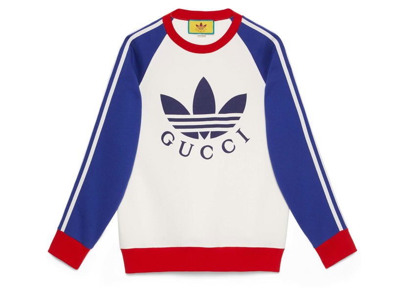 T-shirt Gucci x Adidas Sweatshirt White/Blue/Red Blå | 722951 XJE1K 9221