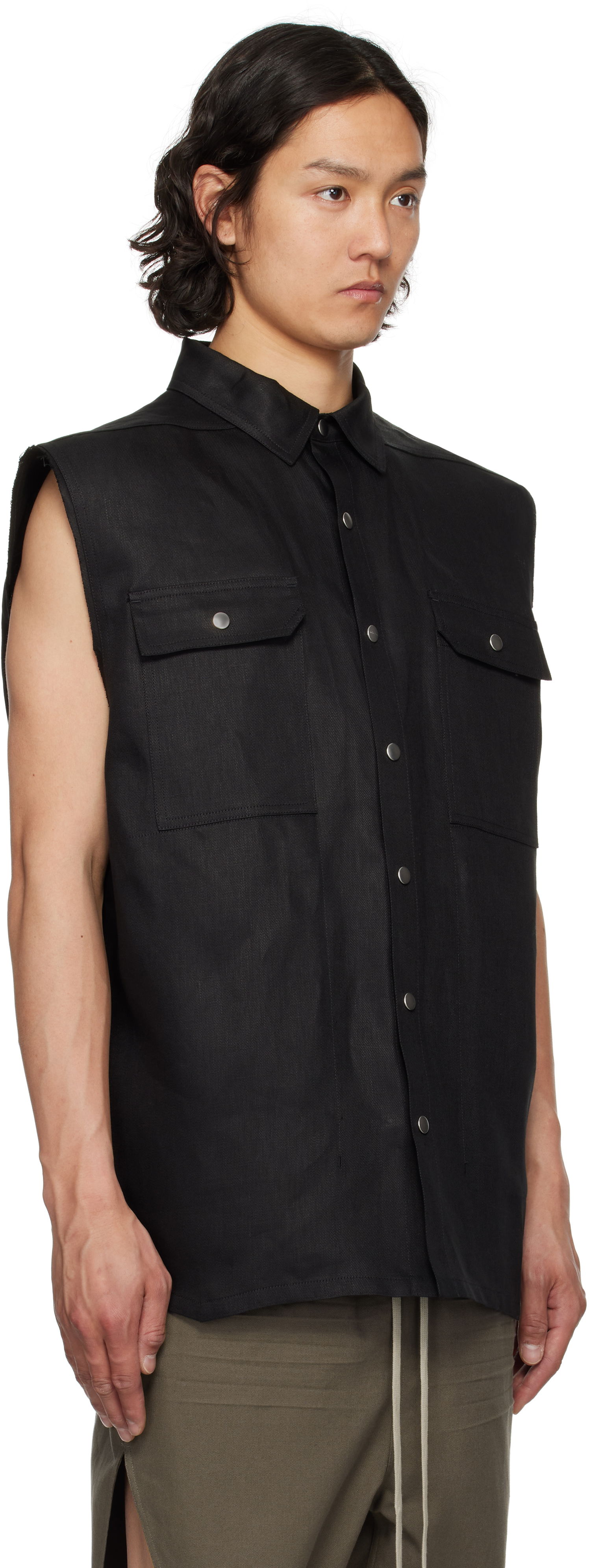 Vest Rick Owens Rick Owens Hollywood Jumbo Sleeveless Overshirt Sort | RR01E5708 TWL, 1