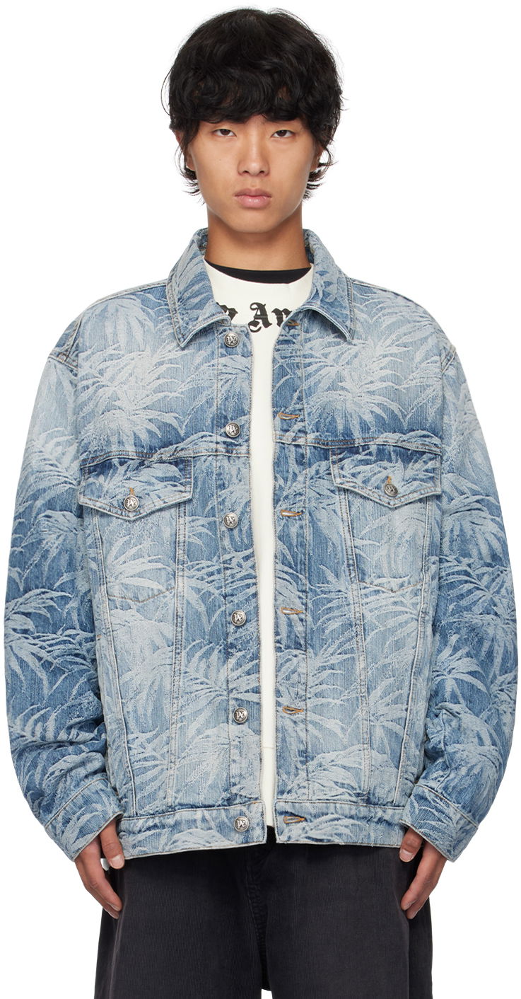 Jakke Palm Angels Blue Palms Wash Denim Jacket Blå | PMYE053F24DEN0024903
