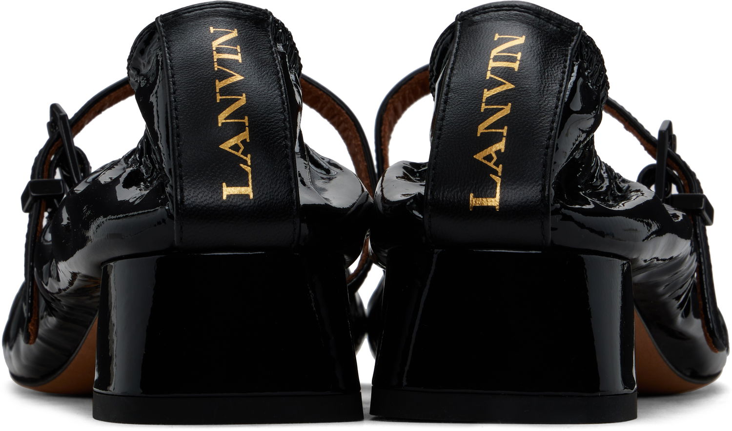 Sneakers og sko LANVIN Heeled Mary Jane Ballerina Flats Sort | FW-BAMB04-GLOS-H24, 1