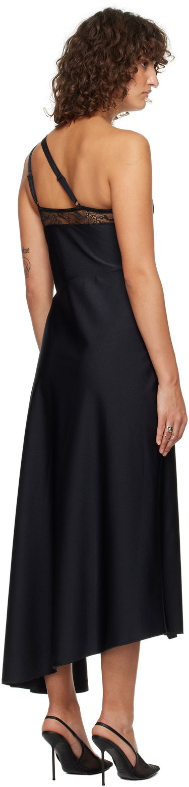 Kjole Coperni Asymmetric Lace Midi Dress Sort | COPR135545, 2