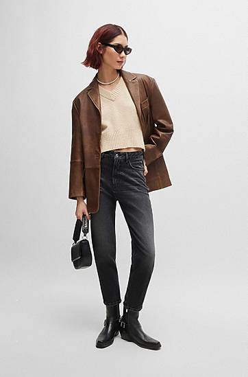 Jeans BOSS Mom Fit Comfort Stretch Jeans Sort | 50519927, 1