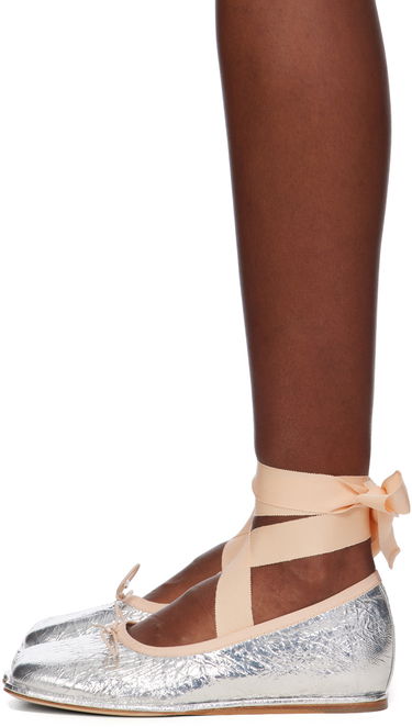 Skopleje Simone Rocha Simone Rocha Ribbon Bow Ballerina Flats Metalisk | RMP17 0781, 2