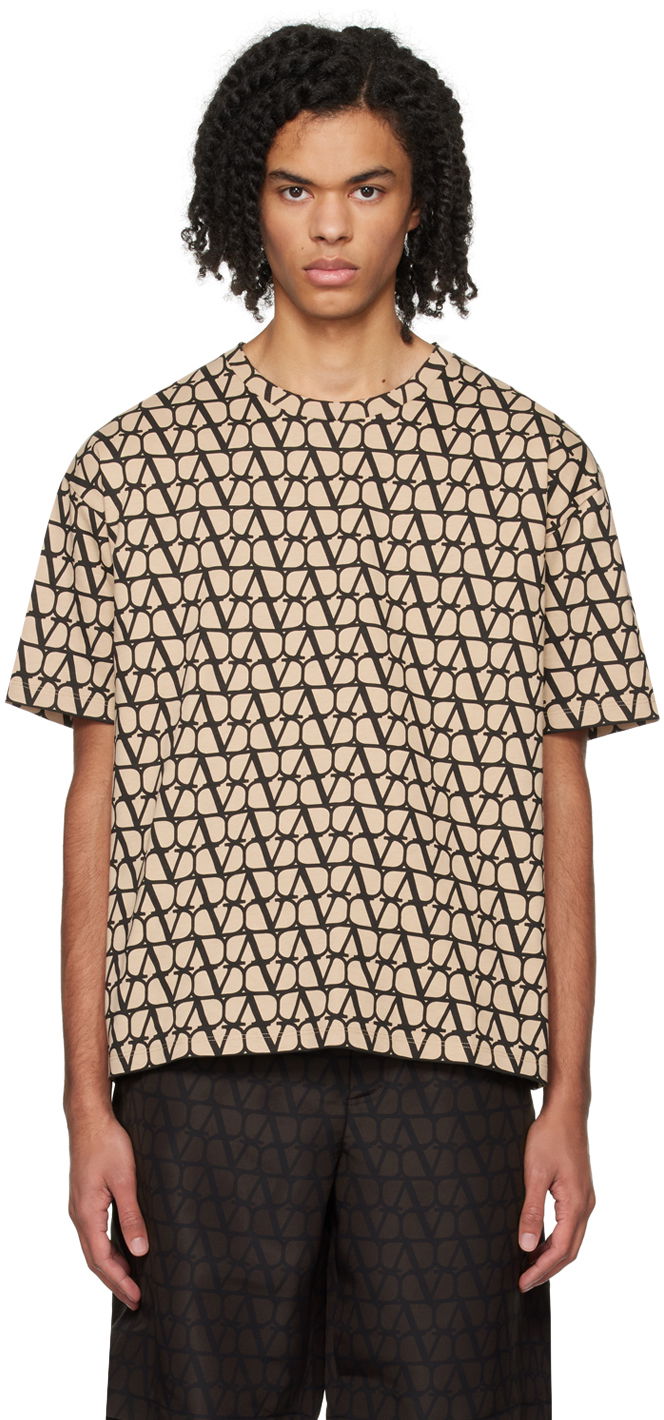 T-shirt Valentino Appliqué Long Sleeve T-Shirt Beige | 4V3MG15L9UK